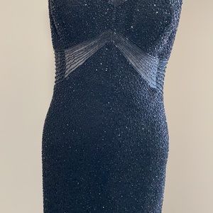 Scala black beaded evening dress